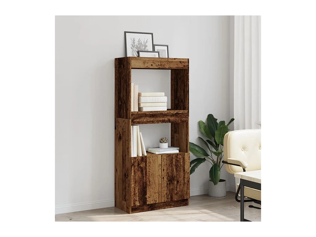 Buffet | Bahut | Meuble de rangement haut vieux bois 63x33x140 cm bois d'ingénierie
