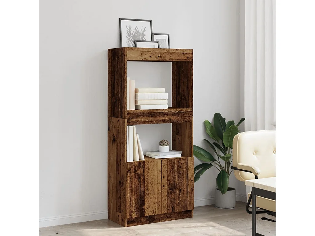 Buffet | Bahut | Meuble de rangement haut vieux bois 63x33x140 cm bois d'ingénierie