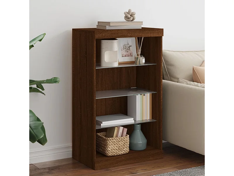 Buffet | Bahut | Meuble de rangement avec lumières LED chêne marron 60,5x37x100 cm