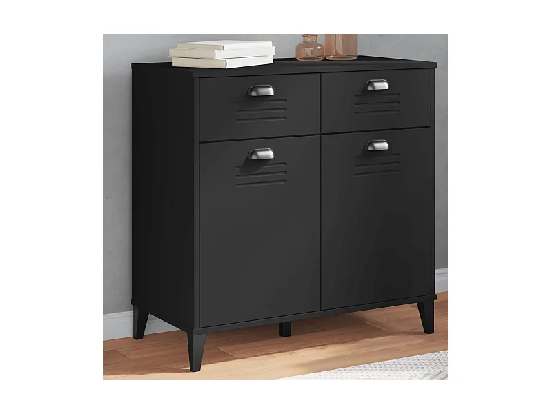 Buffet | Commode à tiroir | Meuble de rangement VIKEN noir 80x40x80 cm bois d'ingénierie