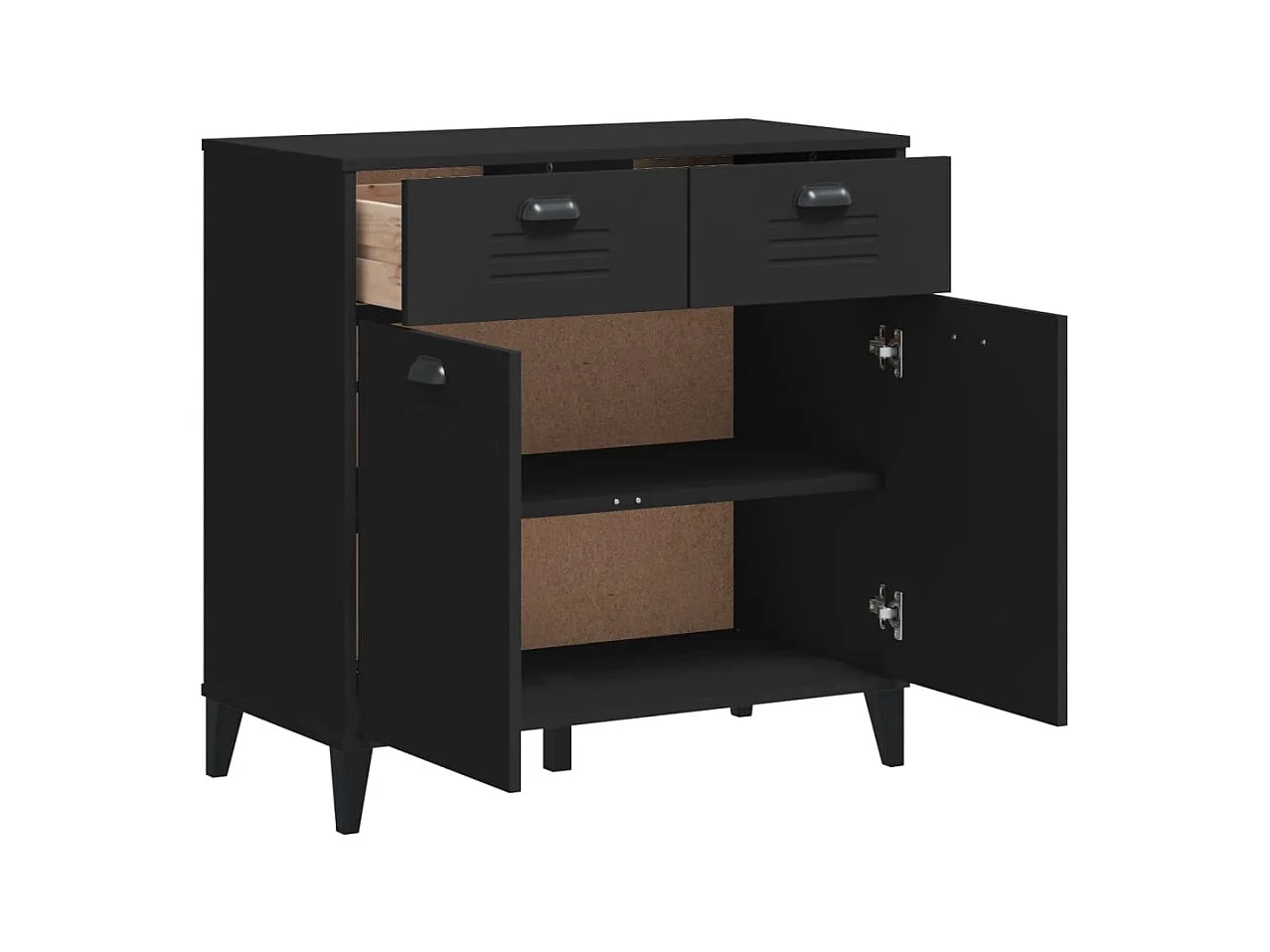 Buffet | Commode à tiroir | Meuble de rangement VIKEN noir 80x40x80 cm bois d'ingénierie