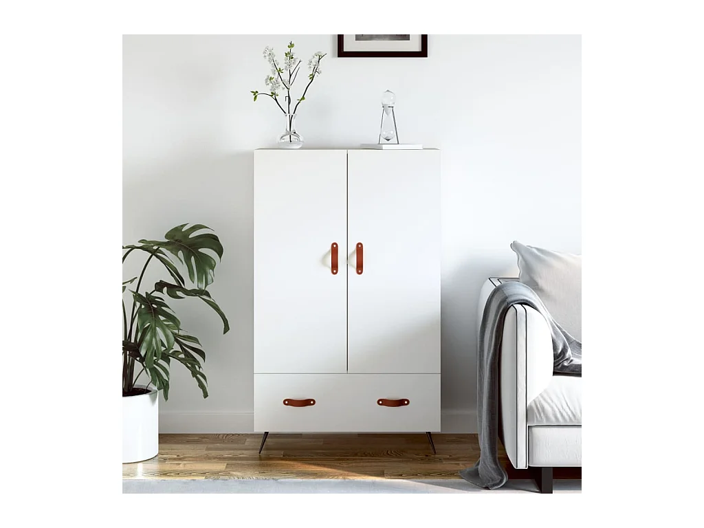 Buffet | Bahut | Meuble de rangement haut blanc 69,5x31x115 cm bois d'ingénierie