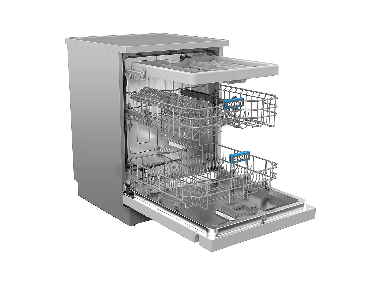 Lavavajillas Svan SVJ606XD 15 cubiertos 8 programas 3 bandejas D inox 84,5 cm