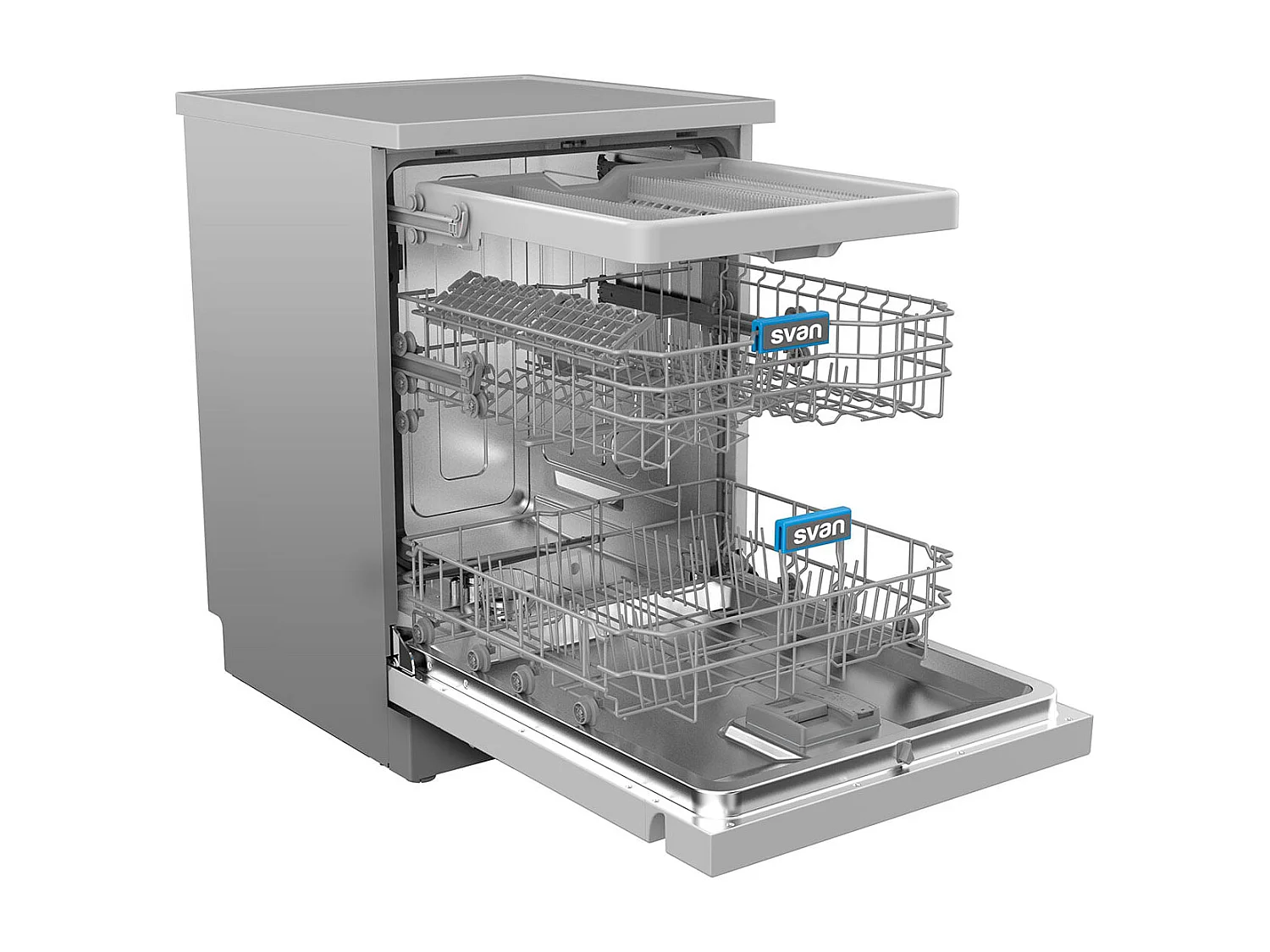 Lavavajillas Svan SVJ606XD 15 cubiertos 8 programas 3 bandejas D inox 84,5 cm