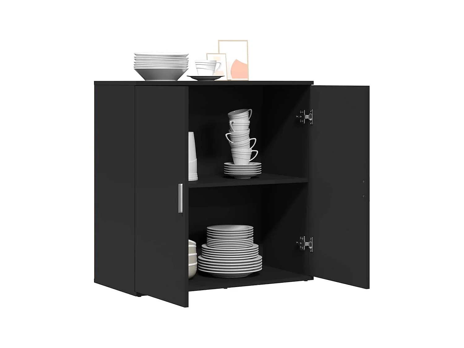 Buffet | Bahut | Meuble de rangement noir 79x38x80 cm bois d'ingénierie