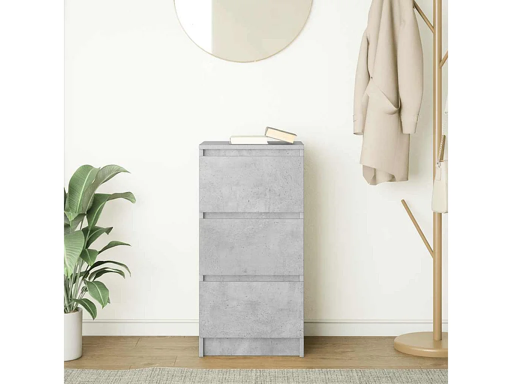Buffet | Commode à tiroir | Meuble de rangement gris béton 37,5x35x76 cm bois d'ingénierie