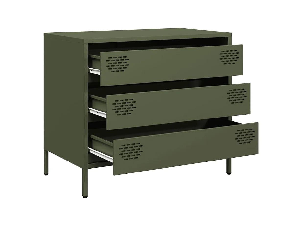 Buffet | Commode à tiroir | Meuble de rangement vert olive 68x39x58,5 cm acier laminé à froid