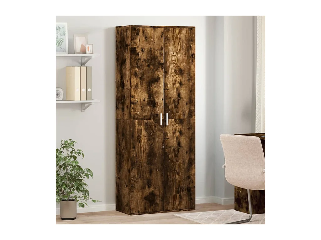 Buffet | Bahut | Meuble de rangement haut chêne fumé 70x35x180 cm bois d'ingénierie