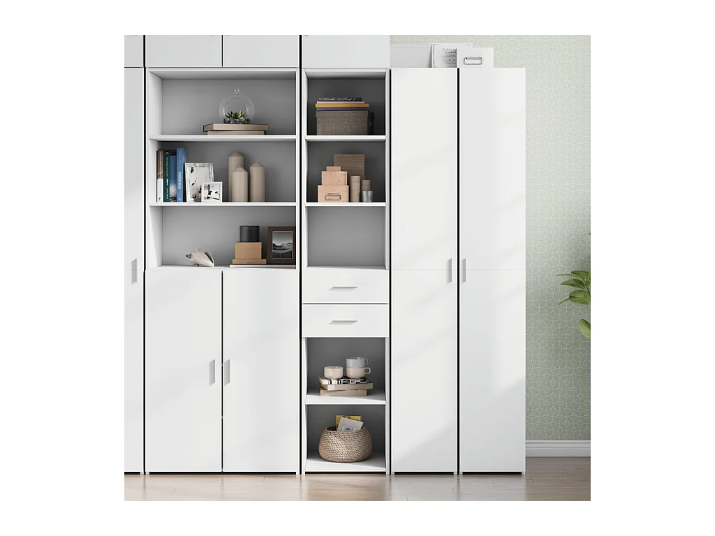 Credenza | Buffet | Armadio Bianca 40x42,5x185 cm in Legno Multistrato