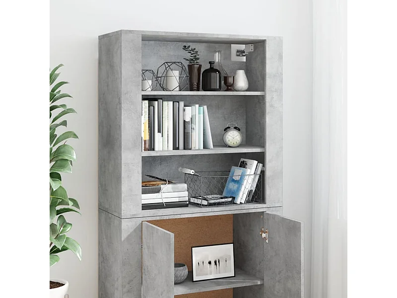 Credenza | Buffet | Armadio Grigio Cemento in Legno Multistrato