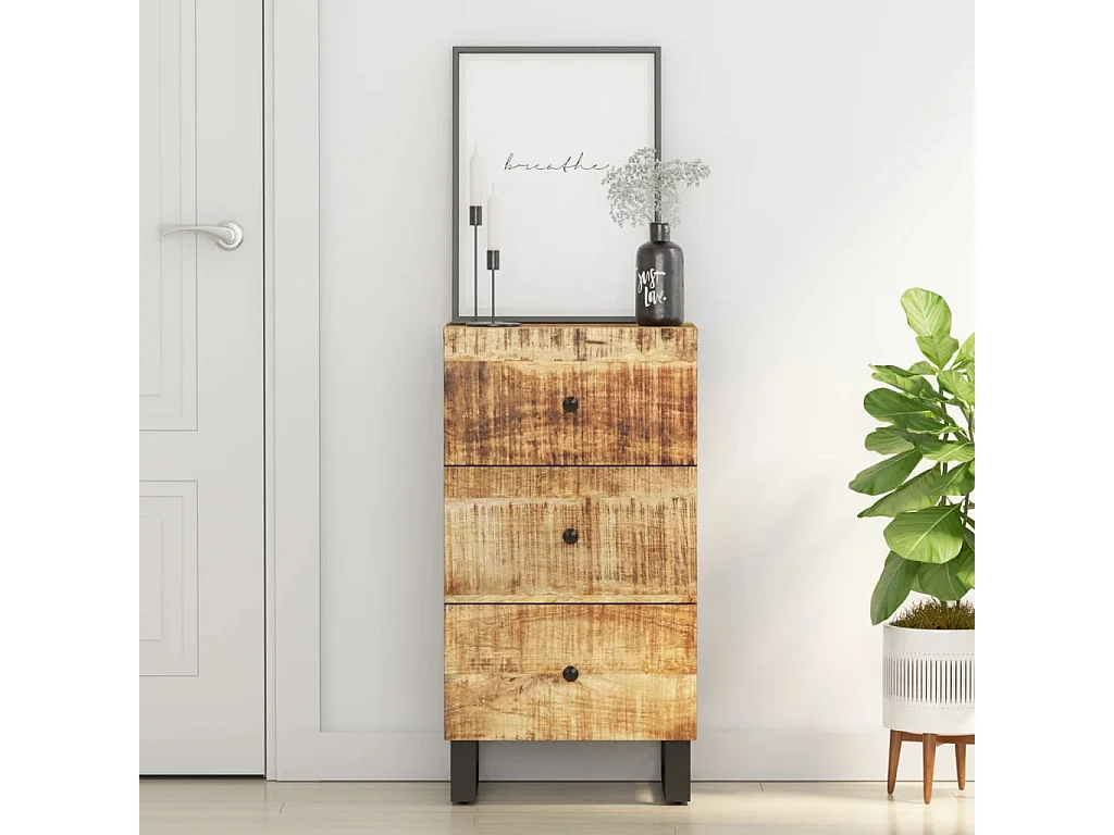 Credenza | Buffet | Armadio con 3 Cassetti 40x33,5x75 cm Legno Massello di Mango
