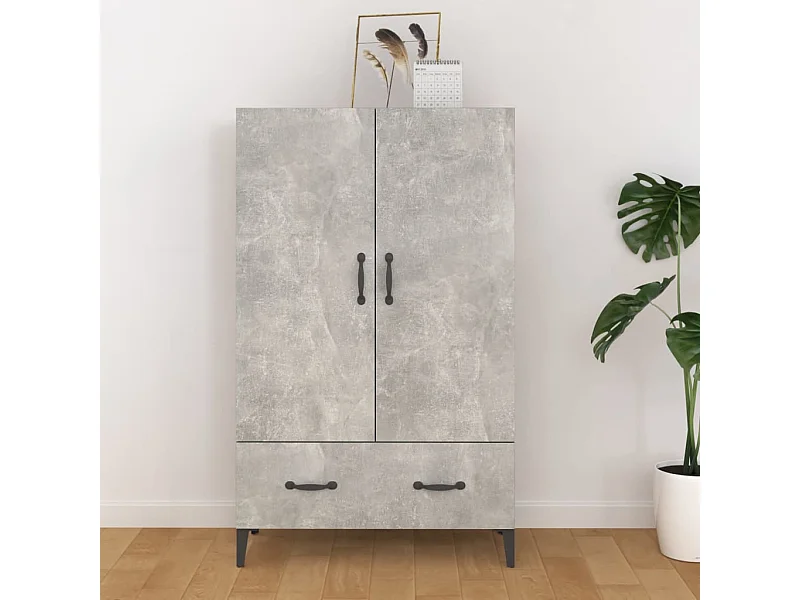 Credenza | Buffet | Armadio Grigio Cemento 70x31x115 cm in Legno Multistrato