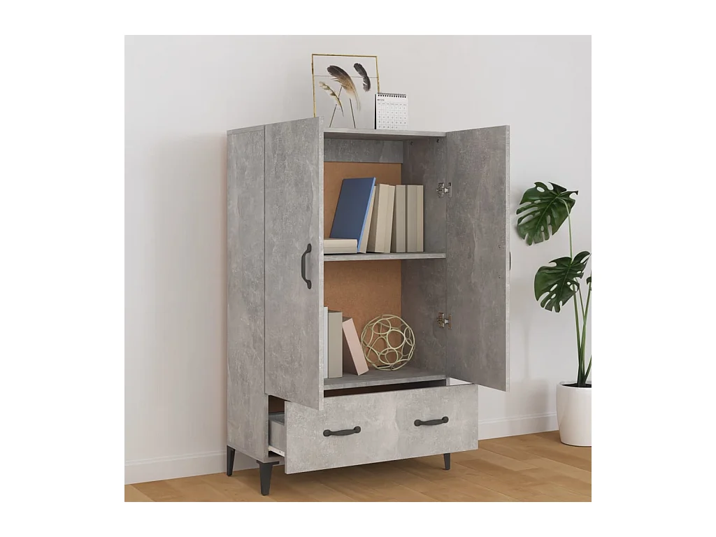 Credenza | Buffet | Armadio Grigio Cemento 70x31x115 cm in Legno Multistrato