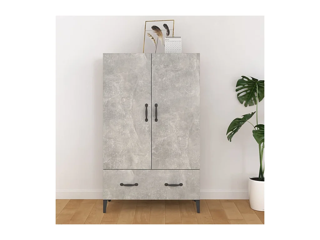 Buffet | Bahut | Meuble de rangement haut Gris béton 70x31x115 cm Bois d'ingénierie