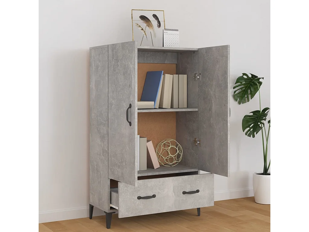 Buffet | Bahut | Meuble de rangement haut Gris béton 70x31x115 cm Bois d'ingénierie