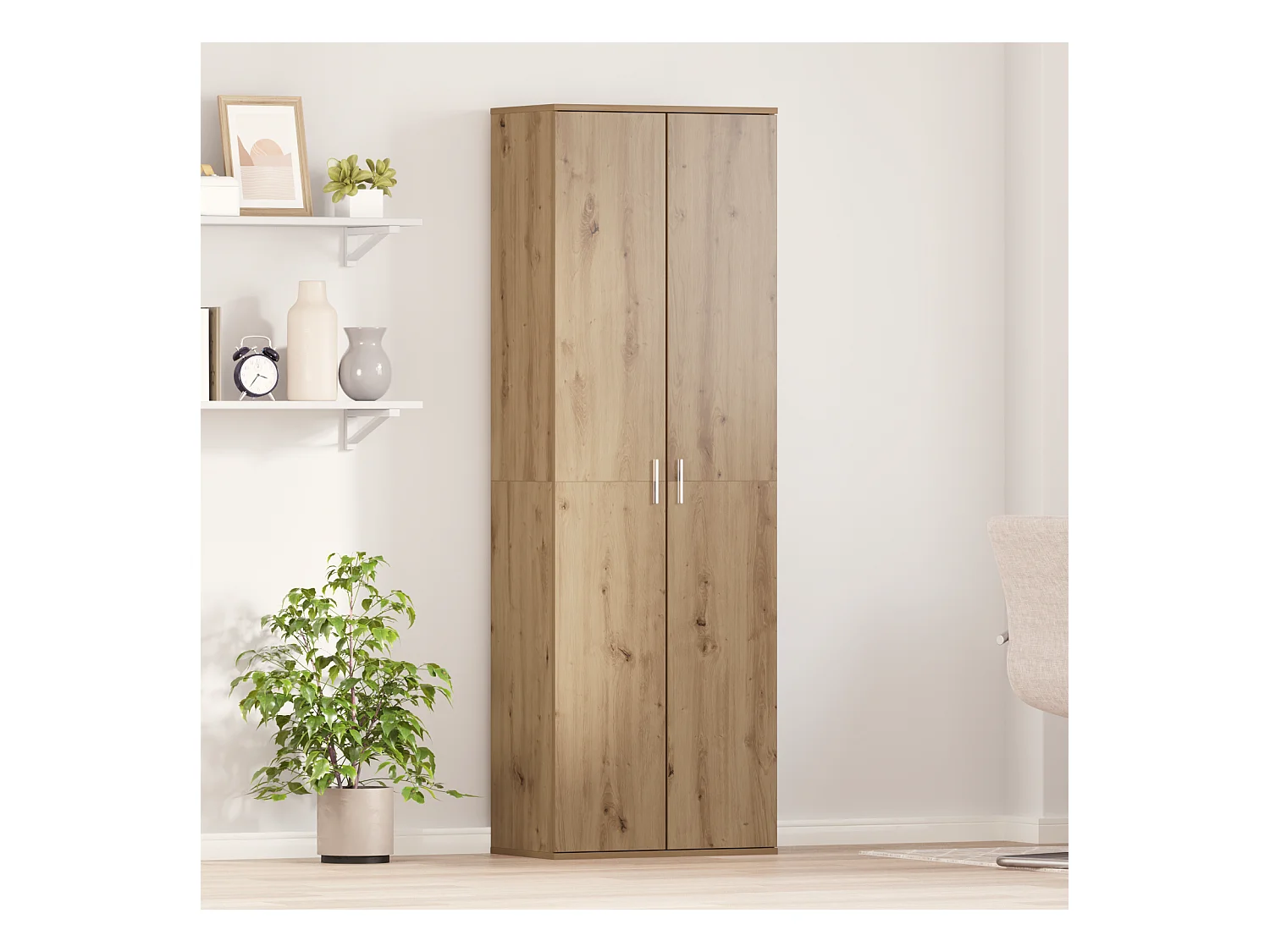 Credenza | Buffet | Armadio Alto in Rovere Artigianale 60x35x180 cm Legno Ingegnerizzato