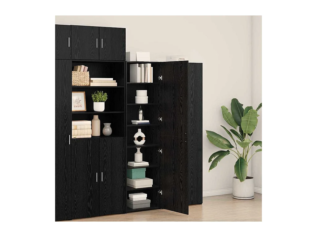Buffet | Bahut | Meuble de rangement en chêne noir 50x42.5x185 cm en bois reconstitué