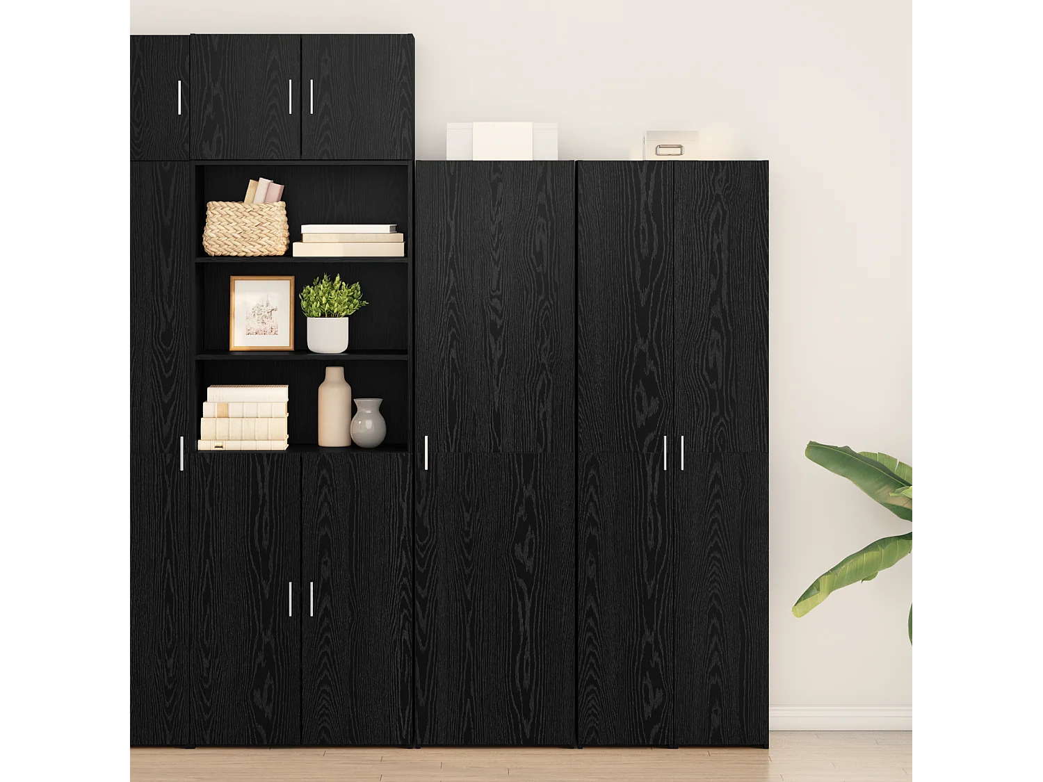 Buffet | Bahut | Meuble de rangement en chêne noir 50x42.5x185 cm en bois reconstitué