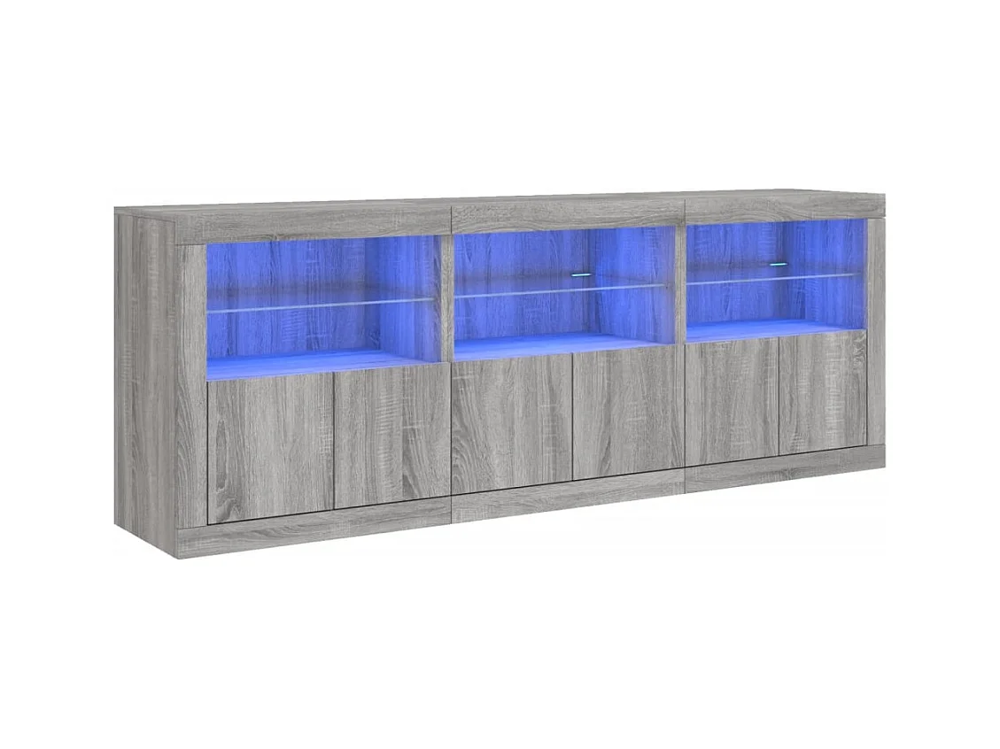 Buffet | Bahut | Meuble de rangement avec lumières LED sonoma gris 181,5x37x67 cm