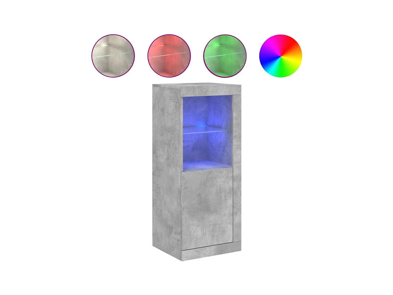 Buffet | Bahut | Meuble de rangement avec lumières LED gris béton 41x37x100 cm