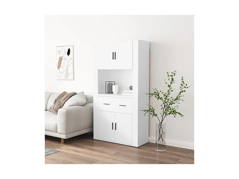 Buffet | Bahut | Meuble de rangement haut Blanc Bois d'ingénierie