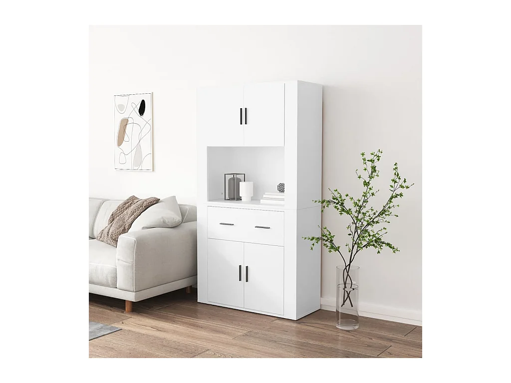 Buffet | Bahut | Meuble de rangement haut Blanc Bois d'ingénierie