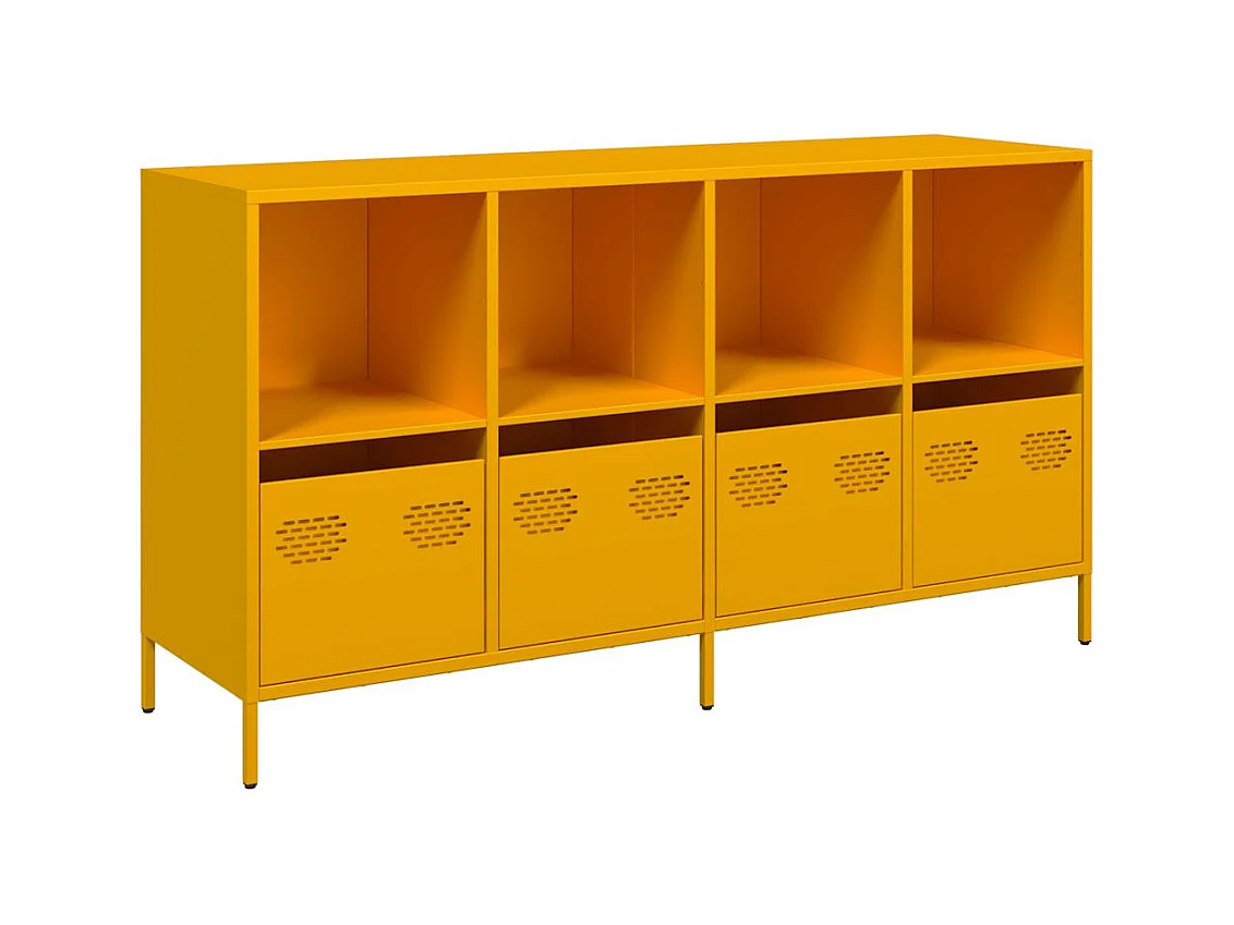 Buffet | Commode à tiroir | Meuble de rangement jaune moutarde 135x39x73,5 cm acier laminé à froid