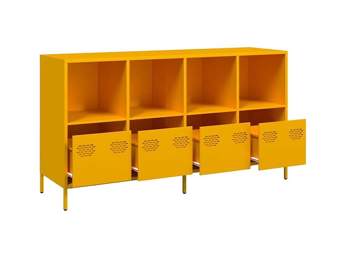 Buffet | Commode à tiroir | Meuble de rangement jaune moutarde 135x39x73,5 cm acier laminé à froid