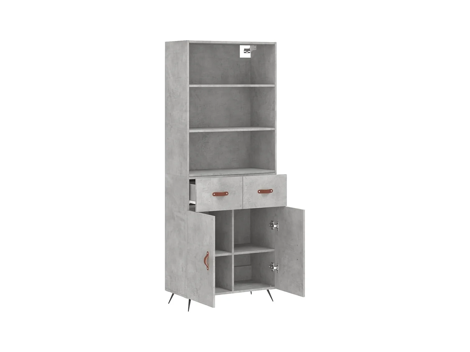 Buffet | Bahut | Meuble de rangement haut Gris béton 69,5x34x180 cm Bois d'ingénierie
