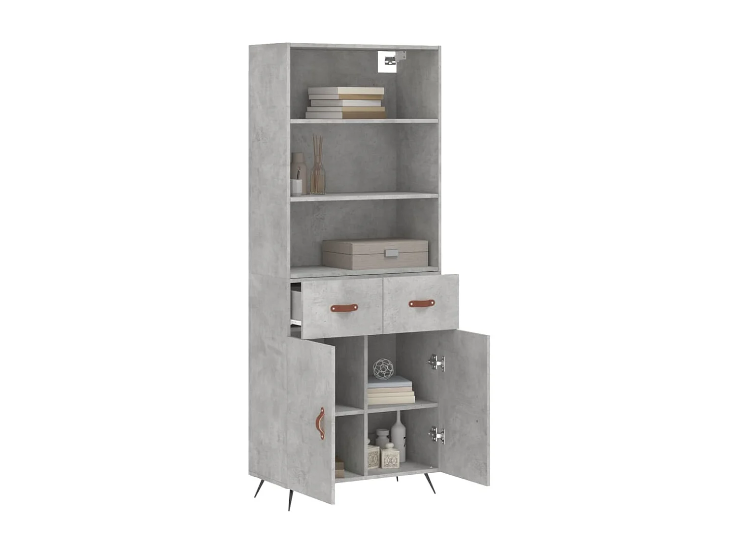 Credenza | Buffet | Armadio Grigio Cemento 69,5x34x180 cm in Legno Multistrato
