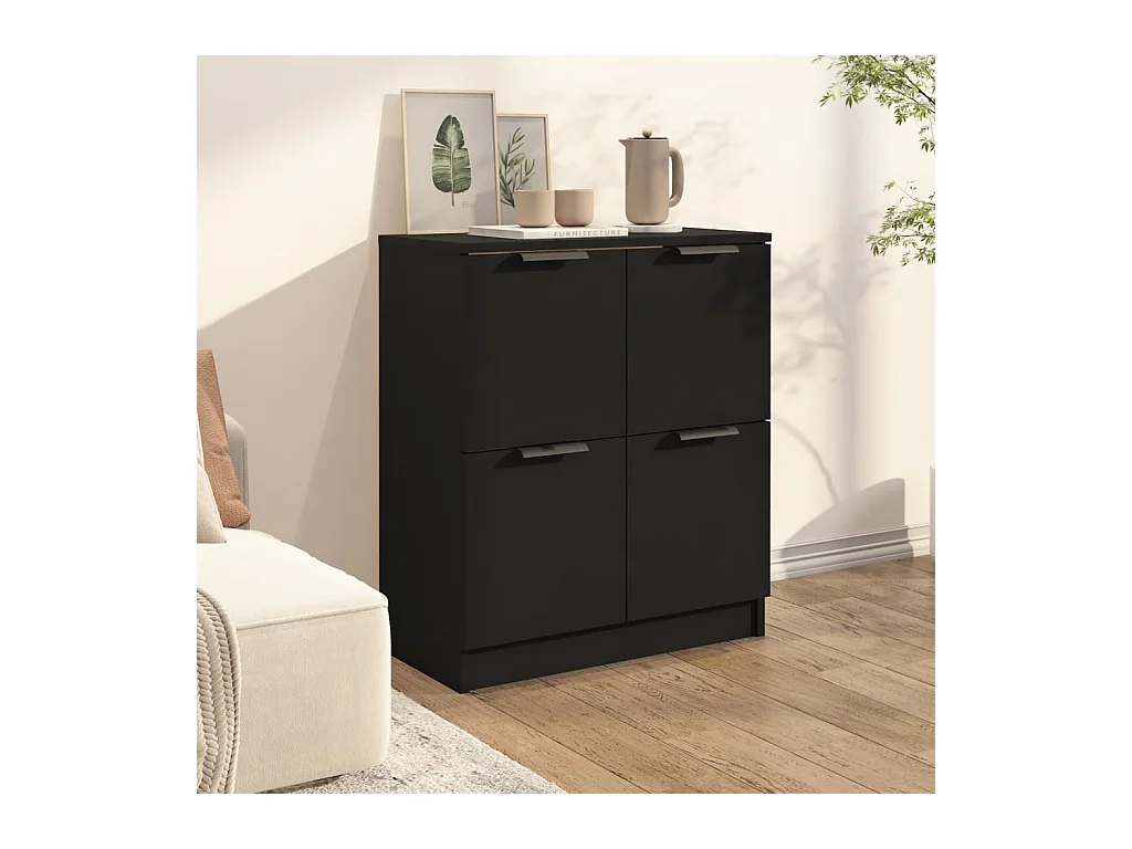 Buffet | Bahut | Meuble de rangement noir 60x30x70 cm bois d'ingénierie