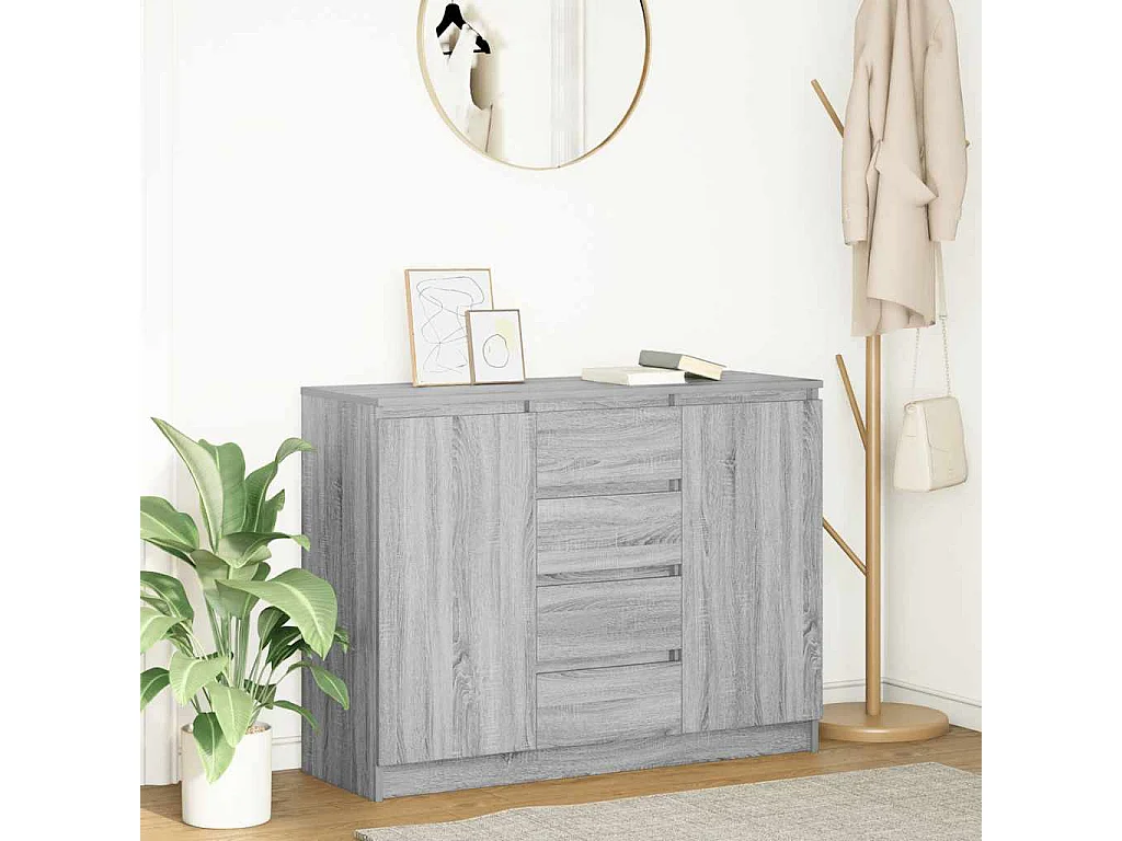 Credenza | Buffet | Armadio con Cassetti Grigio Sonoma 100,5x35x76cm in Truciolato