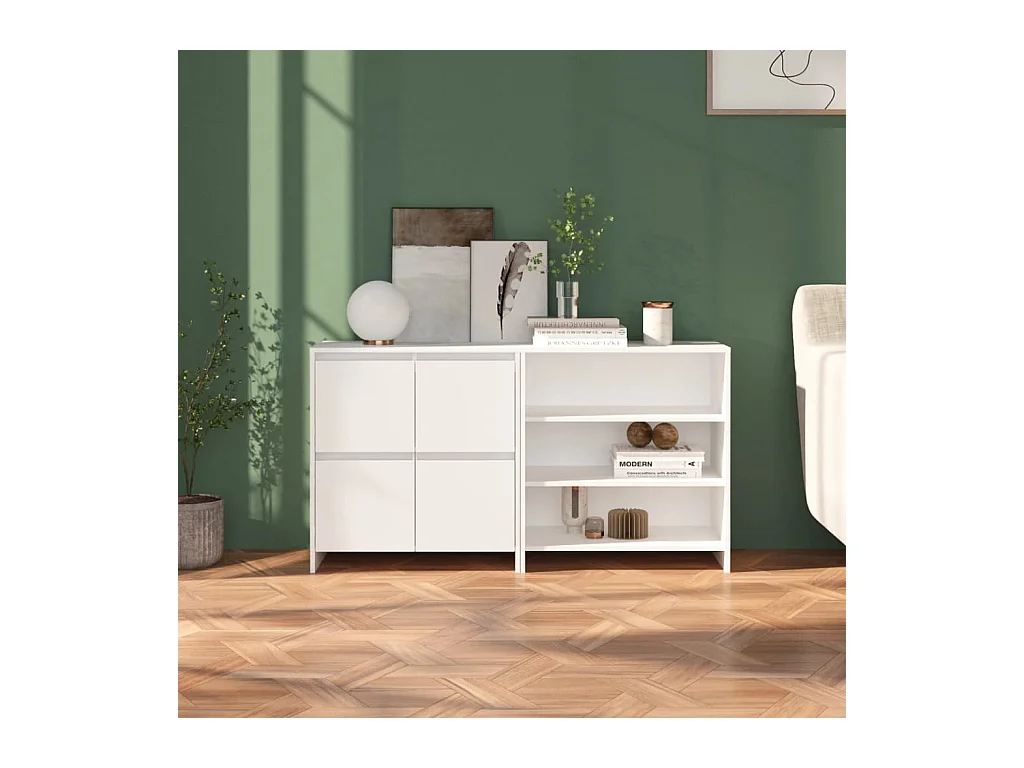 Buffets | Bahuts | Meuble de rangement 2 pcs Blanc Bois d'ingénierie