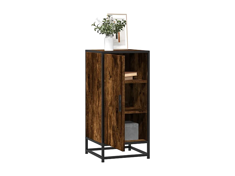 Buffet | Bahut | Meuble de rangement chêne fumé 35,5x35x76 cm bois d'ingénierie et métal