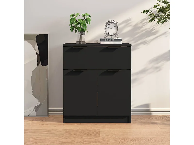 Credenza | Buffet | Armadio Nera 60x30x70 cm in Legno Multistrato