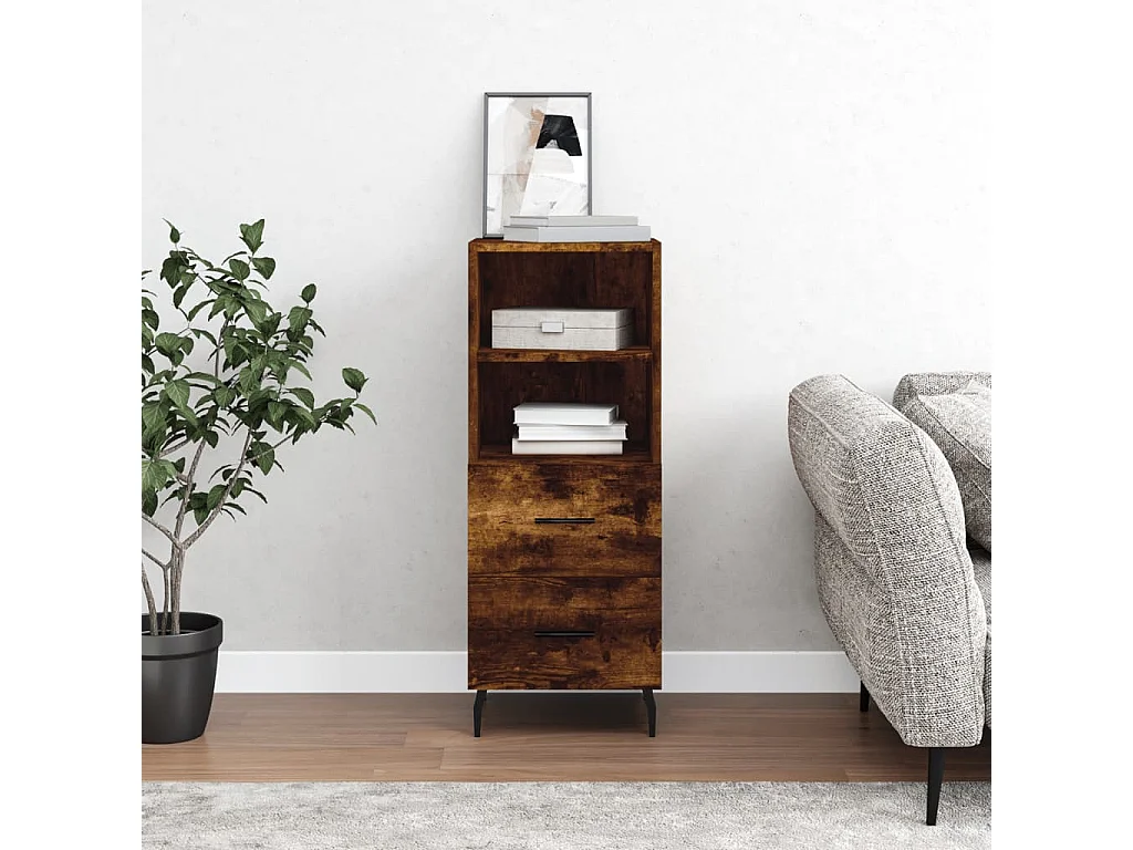 Buffet | Bahut | Meuble de rangement Chêne fumé 34,5x34x90 cm Bois d'ingénierie