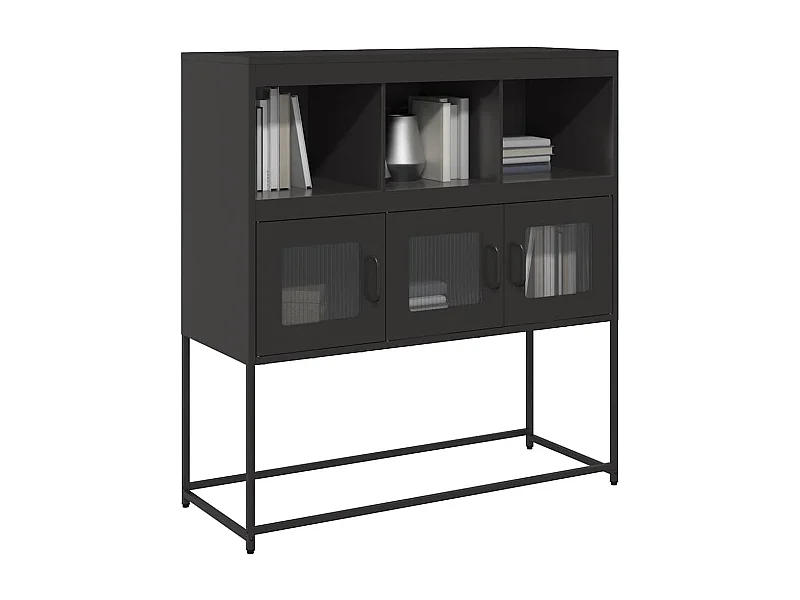 Buffet | Bahut | Meuble de rangement noir 100,5x39x107 cm acier laminé à froid