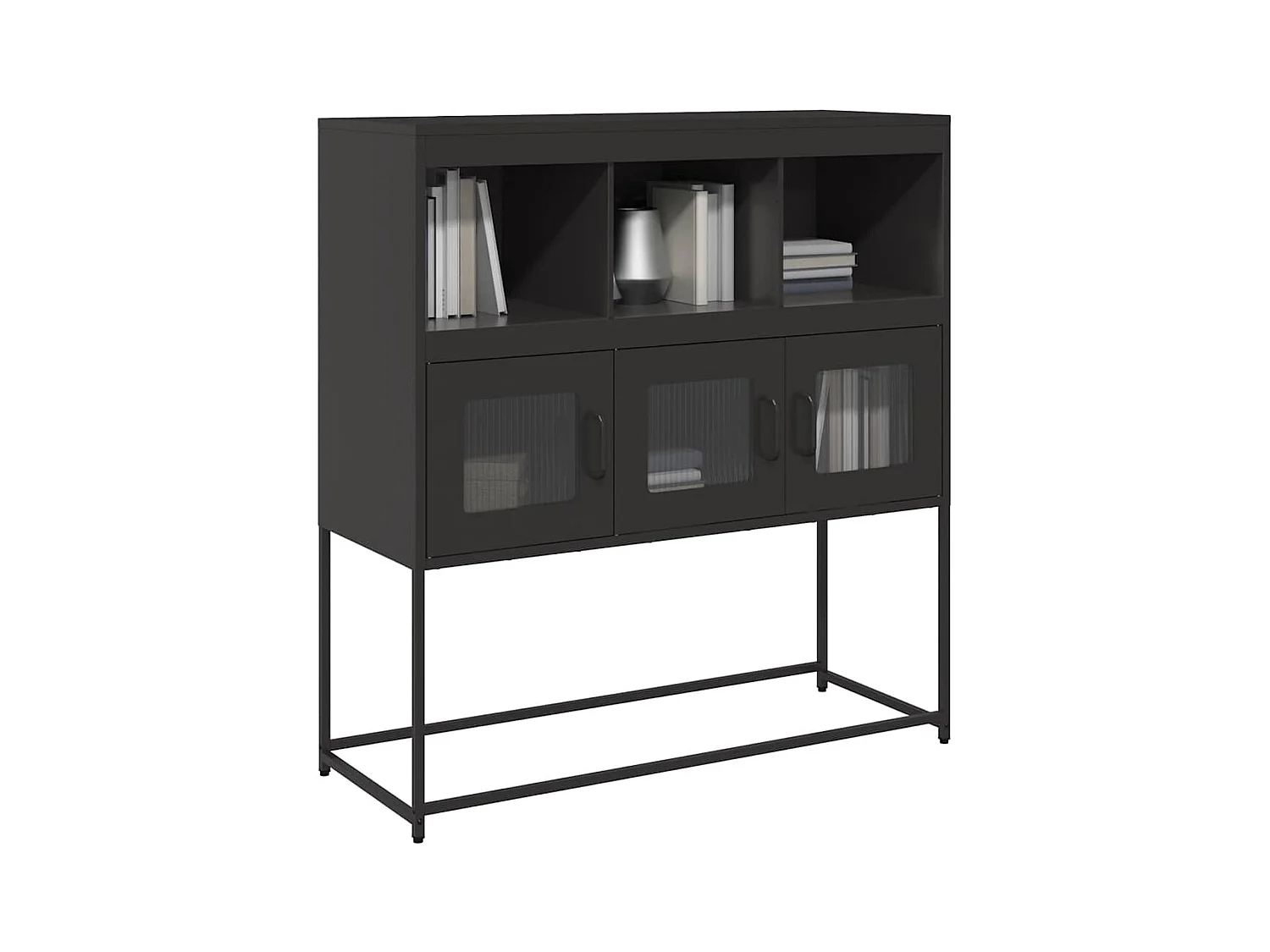 Buffet | Bahut | Meuble de rangement noir 100,5x39x107 cm acier laminé à froid