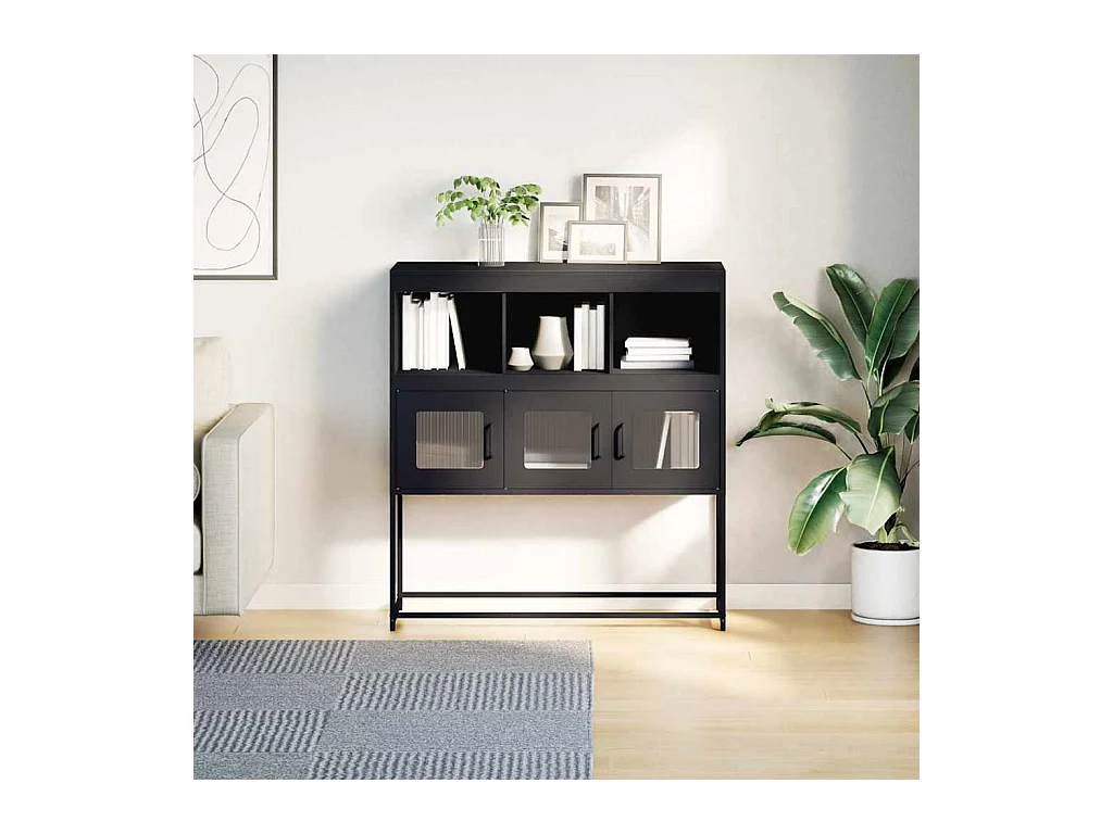 Buffet | Bahut | Meuble de rangement noir 100,5x39x107 cm acier laminé à froid