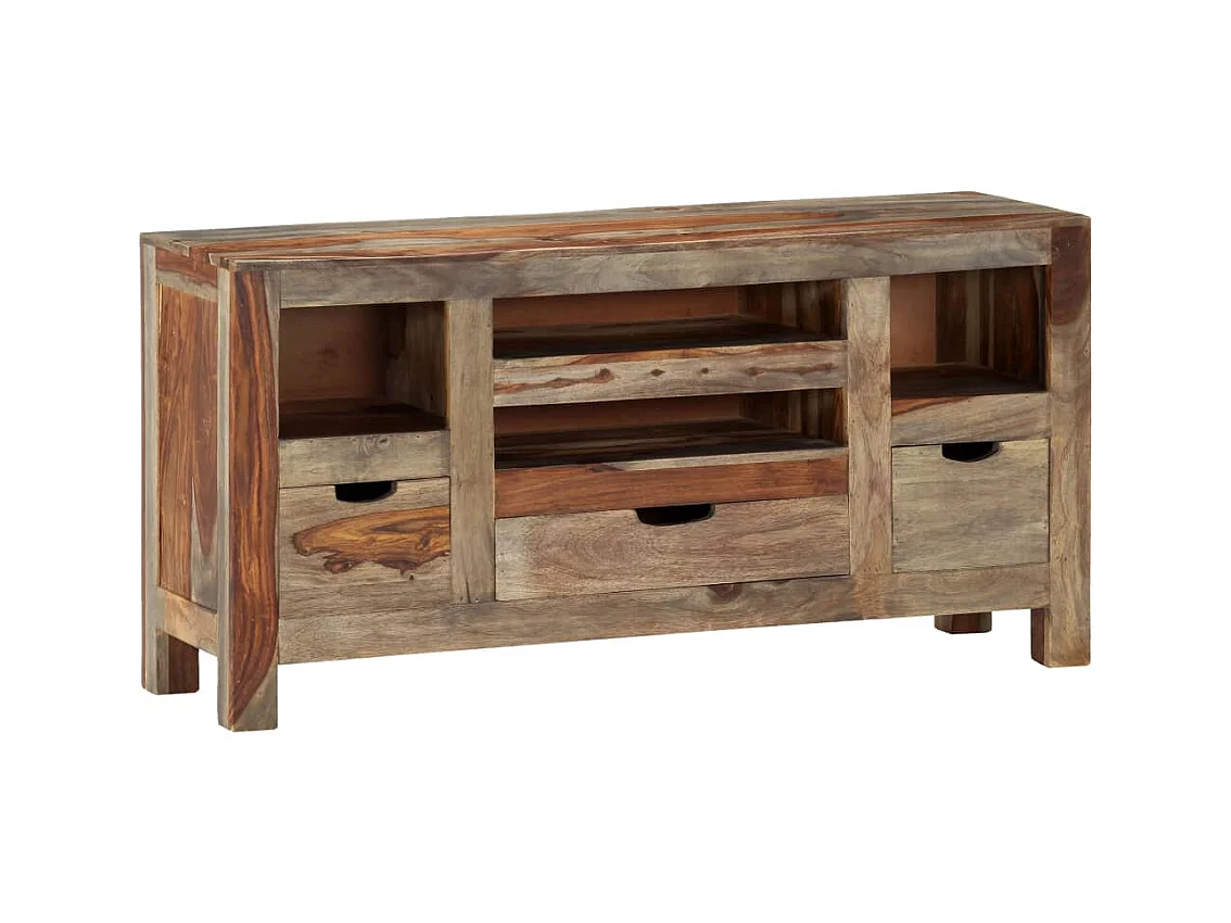 Credenza | Buffet | Armadio Grigia 100x30x50 cm in Legno Massello di Acacia