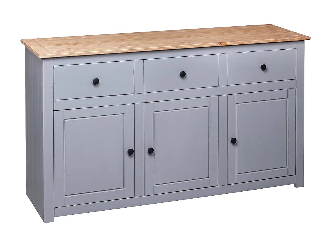 Buffet | Commode à tiroir | Meuble de rangement Gris 135x40x80 cm Pin solide Assortiment Panama