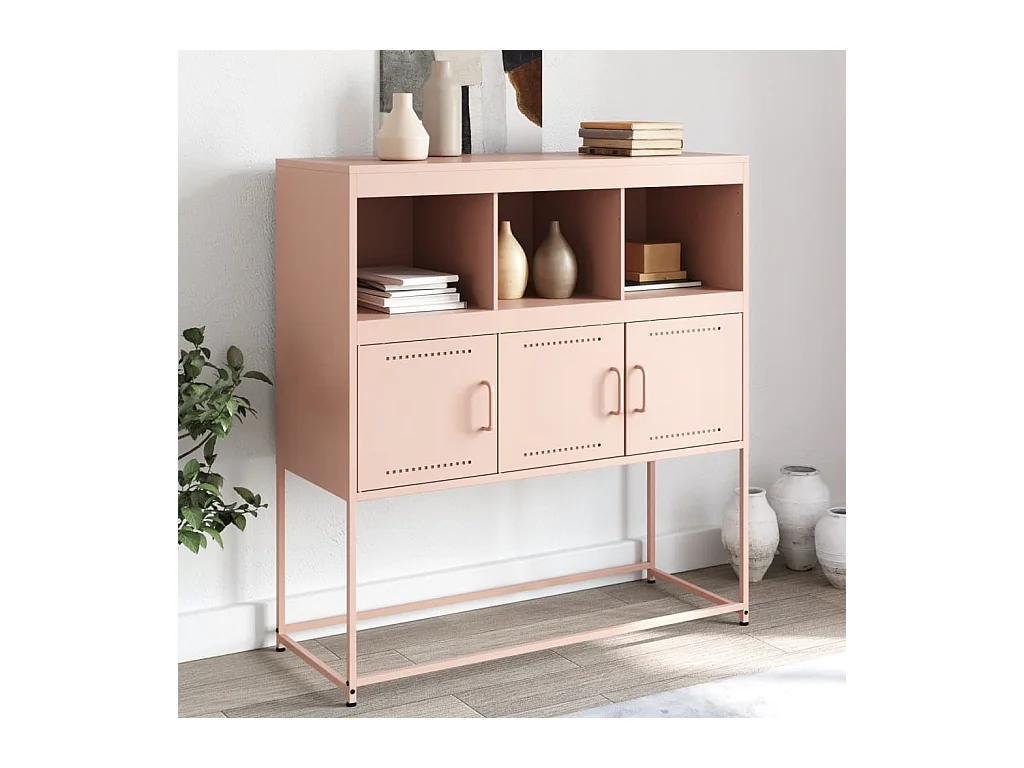 Buffet | Bahut | Meuble de rangement rose 100,5x39x107 cm acier
