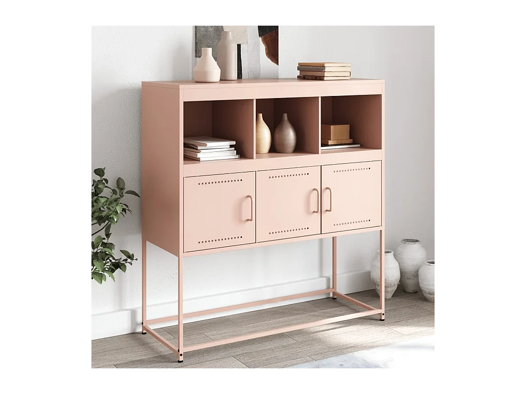 Buffet | Bahut | Meuble de rangement rose 100,5x39x107 cm acier