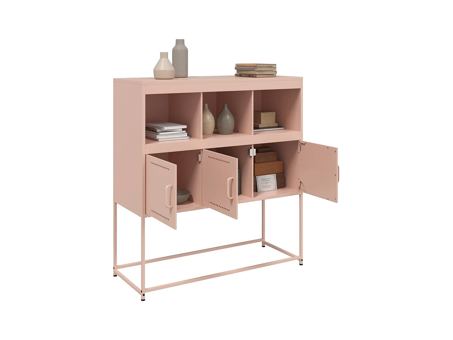 Buffet | Bahut | Meuble de rangement rose 100,5x39x107 cm acier