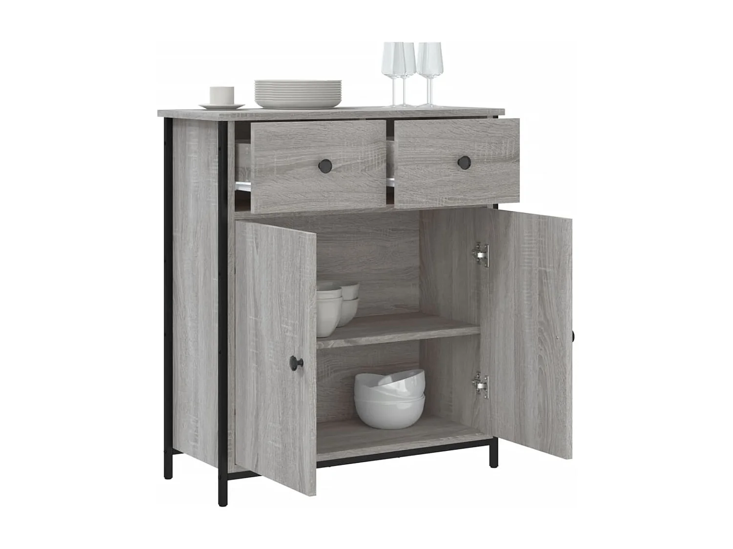 Credenza | Buffet | Armadio Grigio Sonoma 70x30x80 cm in Legno Multistrato