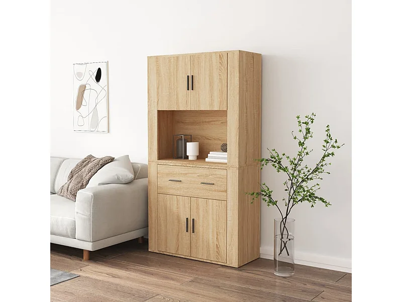 Buffet | Bahut | Meuble de rangement haut Chêne sonoma Bois d'ingénierie