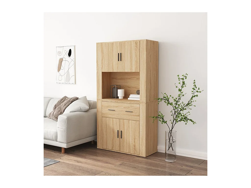 Buffet | Bahut | Meuble de rangement haut Chêne sonoma Bois d'ingénierie