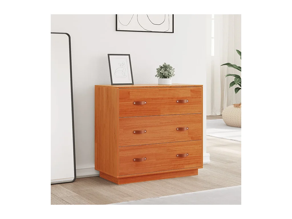 Buffet | Commode à tiroir | Meuble de rangement cire marron 80x40x75 cm bois massif de pin