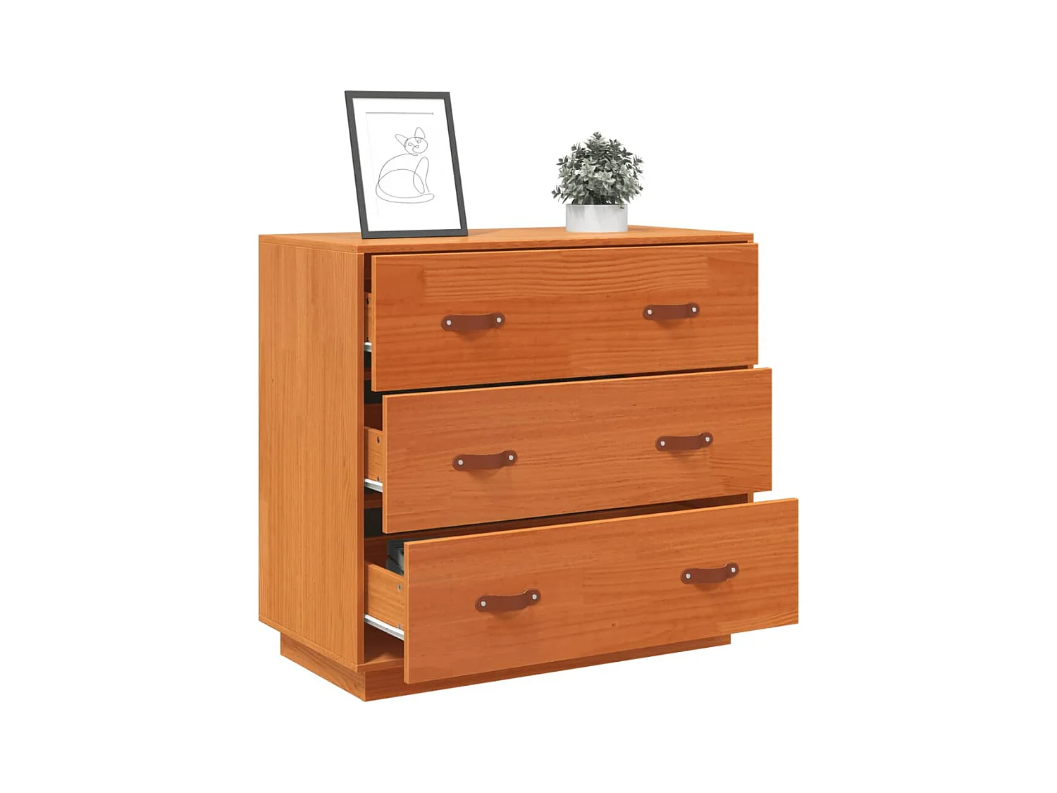 Buffet | Commode à tiroir | Meuble de rangement cire marron 80x40x75 cm bois massif de pin