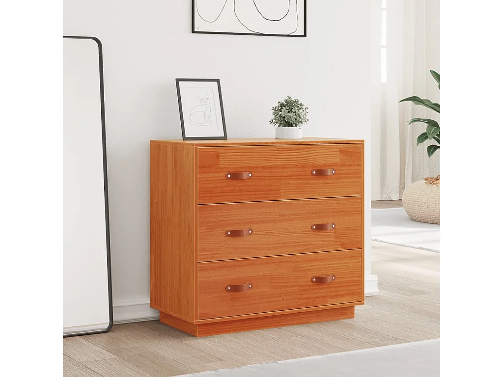 Buffet | Commode à tiroir | Meuble de rangement cire marron 80x40x75 cm bois massif de pin